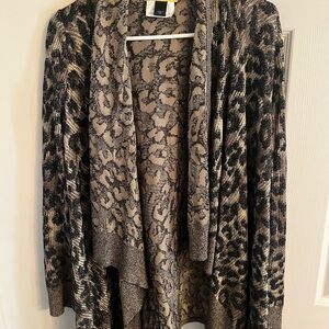 St. John Black and Cream Open Front Cardigan